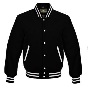Varsity Jacket, Letterman Baseball Bomber Jacket All Wool Black
