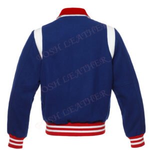 Royal Blue Wool White Leather Collar & letterman varsity jacket