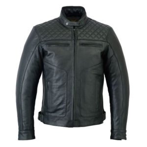 Quilted Black Real Leather Biker Jacket
